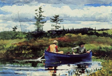  boat Painting - The Blue Boat Realism marine painter Winslow Homer